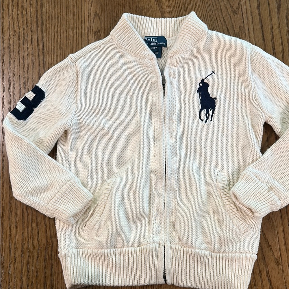 Polo by Ralph Lauren Kids Cream Knit zip up sweater